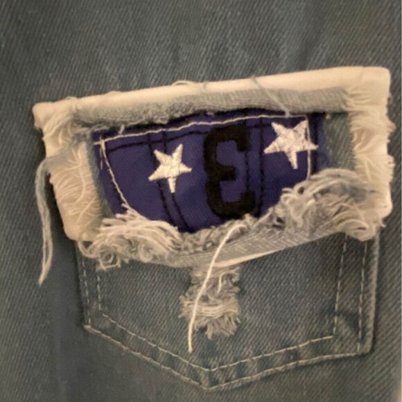 Denim Anime Embroidered Hoodie Jean Jacket Women's Size Small - Picture 3 of 8